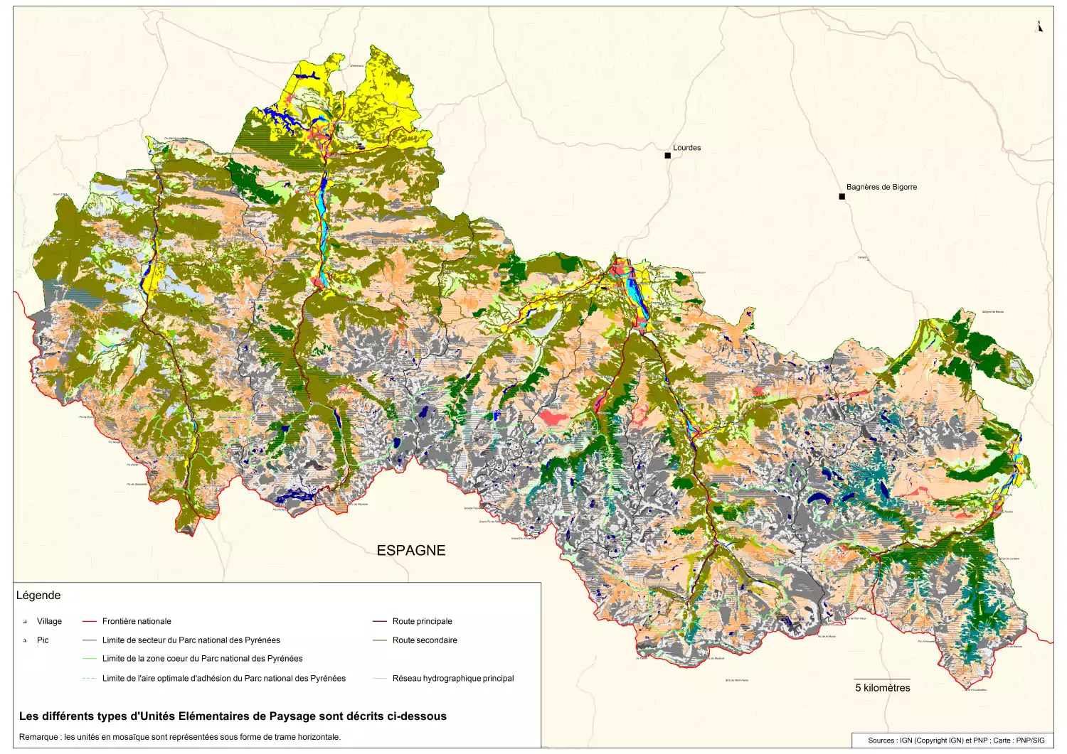 Carte des Unités Paysagères du Parc national des Pyrénées